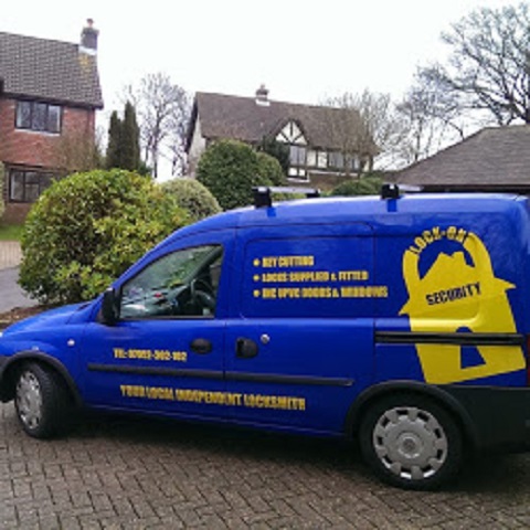 The Lock-on Security van signwritten ‘your local independent locksmith’